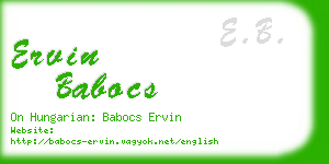 ervin babocs business card